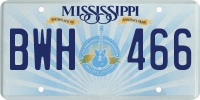 MS license plate BWH466
