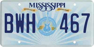 MS license plate BWH467