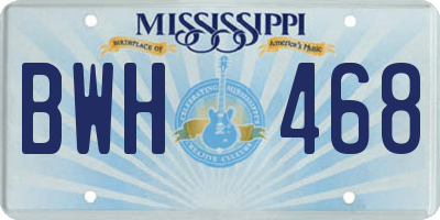 MS license plate BWH468