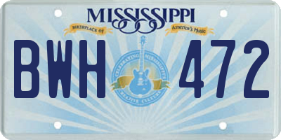 MS license plate BWH472