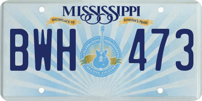 MS license plate BWH473