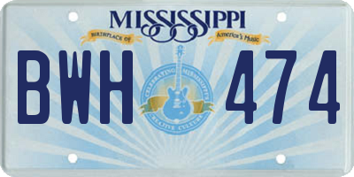 MS license plate BWH474