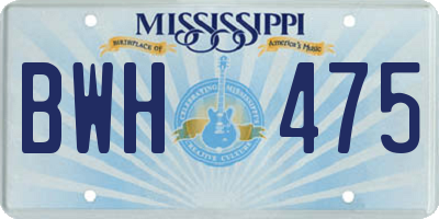 MS license plate BWH475