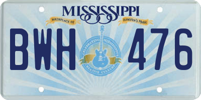 MS license plate BWH476