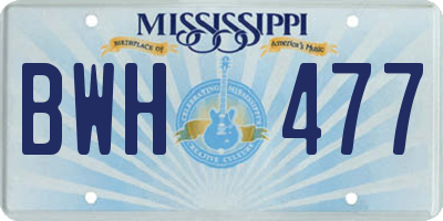 MS license plate BWH477