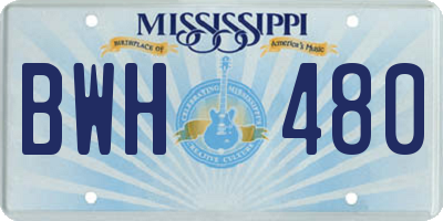 MS license plate BWH480