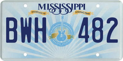 MS license plate BWH482