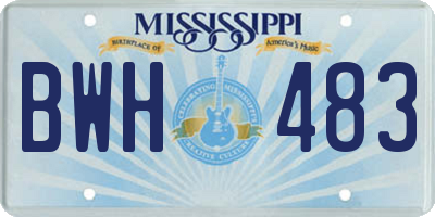 MS license plate BWH483