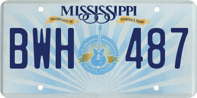 MS license plate BWH487