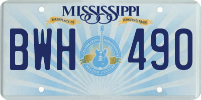MS license plate BWH490