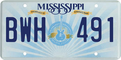 MS license plate BWH491