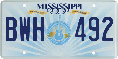 MS license plate BWH492