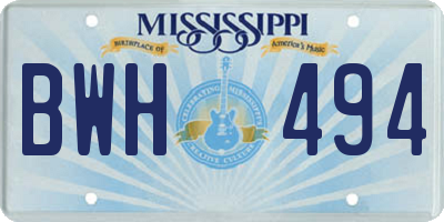 MS license plate BWH494