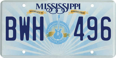 MS license plate BWH496