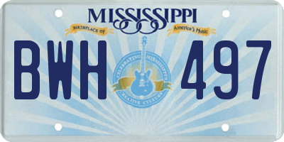 MS license plate BWH497