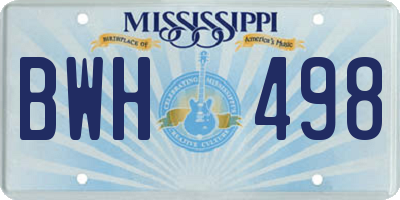 MS license plate BWH498