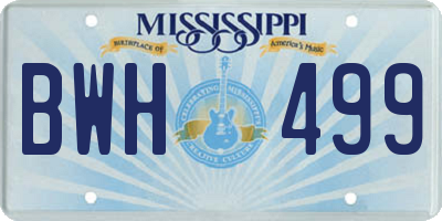 MS license plate BWH499