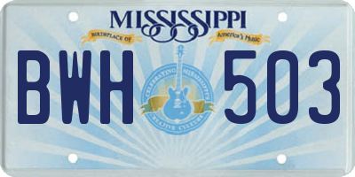 MS license plate BWH503