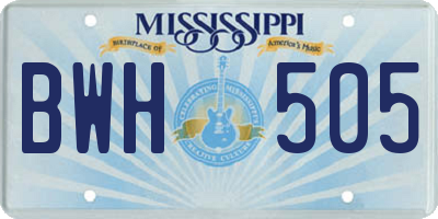 MS license plate BWH505