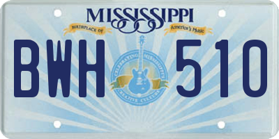 MS license plate BWH510