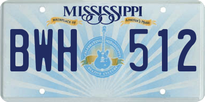 MS license plate BWH512