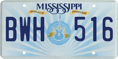MS license plate BWH516