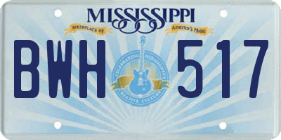 MS license plate BWH517