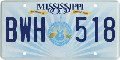 MS license plate BWH518