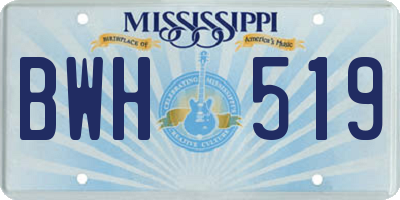 MS license plate BWH519