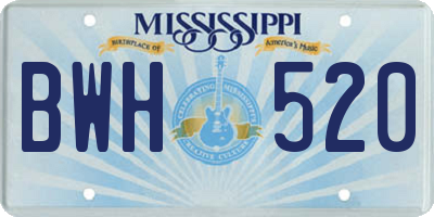 MS license plate BWH520