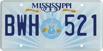 MS license plate BWH521