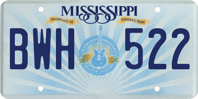 MS license plate BWH522