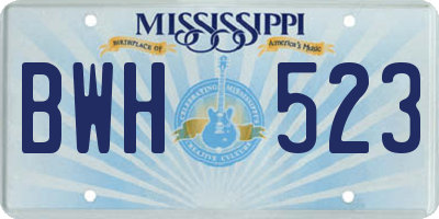 MS license plate BWH523