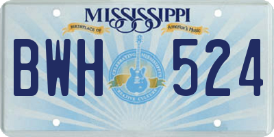MS license plate BWH524