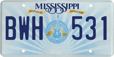 MS license plate BWH531