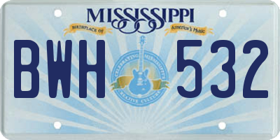 MS license plate BWH532
