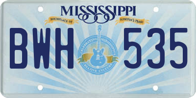 MS license plate BWH535