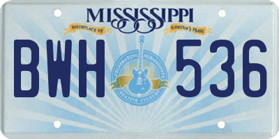 MS license plate BWH536