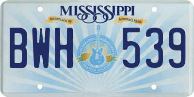 MS license plate BWH539