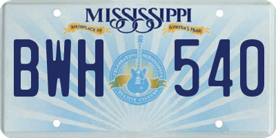 MS license plate BWH540