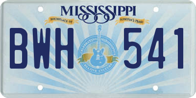 MS license plate BWH541