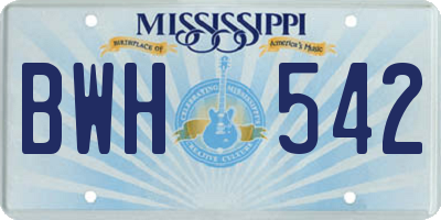 MS license plate BWH542