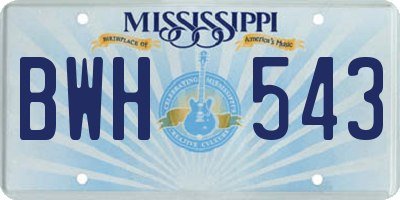 MS license plate BWH543