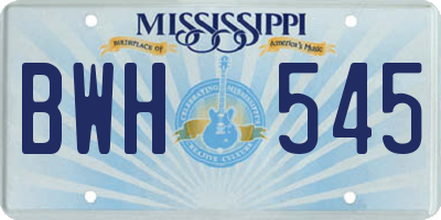 MS license plate BWH545