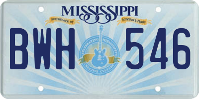 MS license plate BWH546