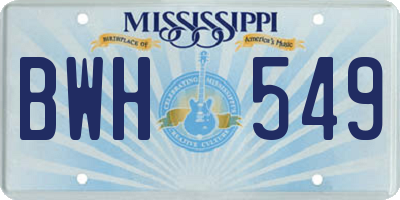 MS license plate BWH549