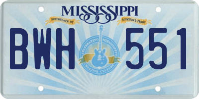 MS license plate BWH551