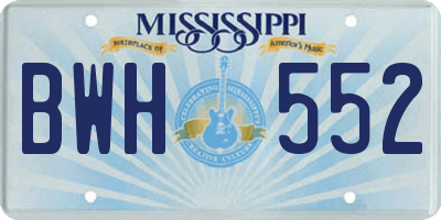 MS license plate BWH552
