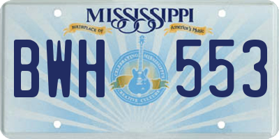 MS license plate BWH553