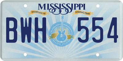 MS license plate BWH554